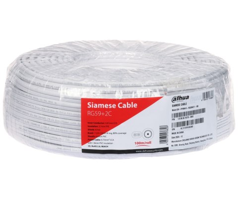 KABEL CCTV PFM941I-RG59N/21-100-WHITE RG59 + 2 x 0.75 mm² DAHUA