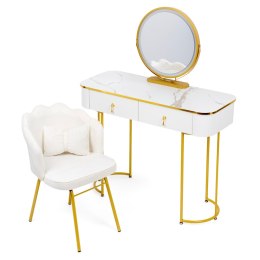 Toaletka Kosmetyczna Z Lustrem LED Blat 100 Cm Biała VERDIRO + Krzesło