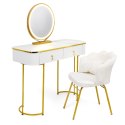 Toaletka Kosmetyczna Z Lustrem LED Blat 100 Cm Biała VERDIRO + Krzesło