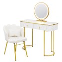 Toaletka Kosmetyczna Z Lustrem LED Blat 100 Cm Biała VERDIRO + Krzesło