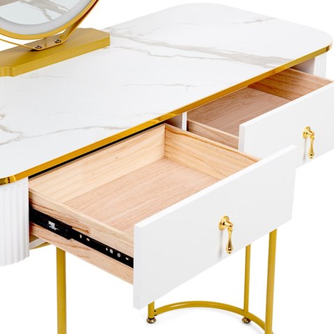 Toaletka Kosmetyczna Z Lustrem LED Blat 100 Cm Biała VERDIRO + Krzesło