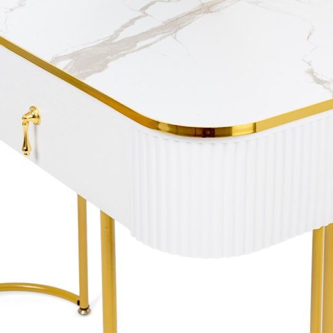 Toaletka Kosmetyczna Z Lustrem LED Blat 100 Cm Biała VERDIRO + Krzesło