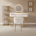 Toaletka Kosmetyczna Z Lustrem LED Blat 100 Cm Biała VERDIRO + Krzesło