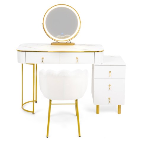 Toaletka Kosmetyczna Z Lustrem LED Komplet Mebli Biała VERDIRO