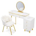 Toaletka Kosmetyczna Z Lustrem LED Komplet Mebli Biała VERDIRO