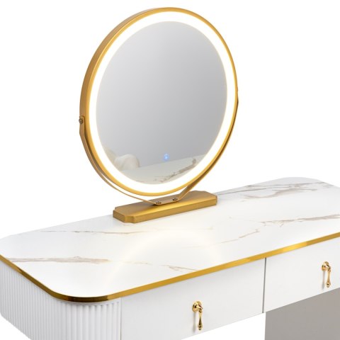 Toaletka Kosmetyczna Z Lustrem LED Komplet Mebli Biała VERDIRO