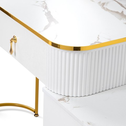 Toaletka Kosmetyczna Z Lustrem LED Komplet Mebli Biała VERDIRO