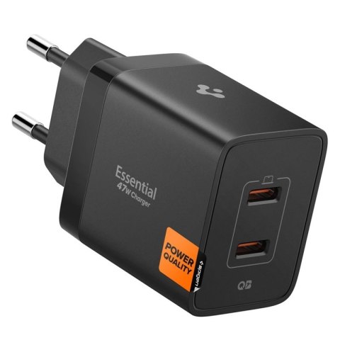 Spigen Essential EE472EU GaN Pro - Ładowarka sieciowa 2x USB-C 47W (Black)