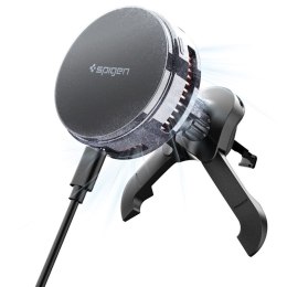 Spigen Essential EV25MFAQ - Magnetyczny uchwyt samochodowy na kratkę nawiewu z ładowaniem bezprzewodowym 25W MagSafe Qi2.2 (Blac