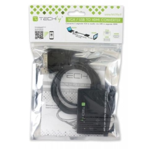Techly 301665 adapter kablowy 0,3 m VGA (D-Sub) HDMI Czarny