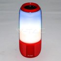 Bezprzewodowy inteligentny głośnik LED V-TAC z technologią bluetooth 2x3W USB micro SD czerwony VT-7456