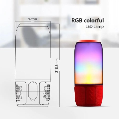 Bezprzewodowy inteligentny głośnik LED V-TAC z technologią bluetooth 2x3W USB micro SD czerwony VT-7456