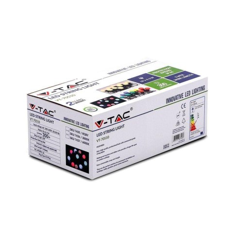 Girlanda ogrodowa V-TAC (sznur) LED 5 metrów 10 żarówek 0,5W VT-70510 RGBY 300lm