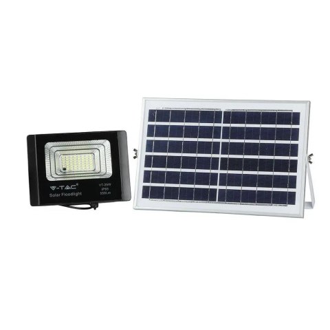 Projektor LED solarny V-TAC 12W czarny IP65 pilot timer VT-25W 6000K 550lm
