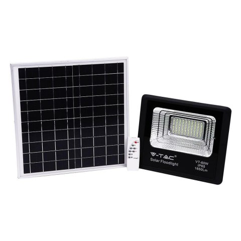 Projektor LED solarny V-TAC 20W czarny IP65 pilot timer VT-60W 4000K 1650lm