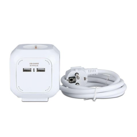 Przedłużacz kostka 4 gniazda 2 gniazda USB 1.55MM 1.4M V-TAC VT-1154-2