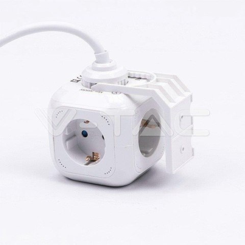 Przedłużacz kostka 4 gniazda 2 gniazda USB 1.55MM 1.4M V-TAC VT-1154-2