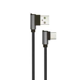 Przewód USB V-TAC typ C 1M wtyk kątowy czarny seria diamond VT-5362