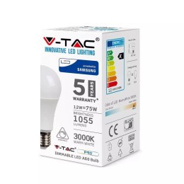 Żarówka LED V-TAC SAMSUNG CHIP 12W E27 A60 ściemnialna VT-262D 4000K 1055lm 5 lat gwarancji