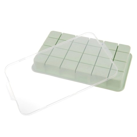 Forma do kostek lodu z pokrywką silikonowa zielona 22,5x13x3 cm