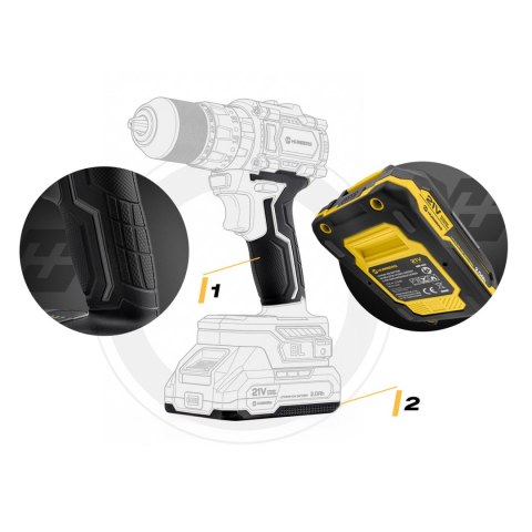 Wiertarko-wkrętarka akumulatorowa z udarem Humberg 21V HM-432