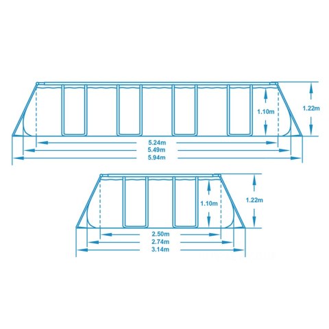 Basen ogrodowy stelażowy 549 x 274 x 122 cm 17w1 Bestway 56710