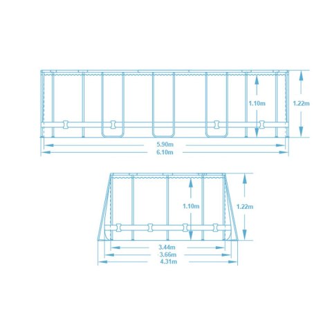 Basen ogrodowy stelażowy 610 x 366 x 122 cm 18w1 Bestway 5611R