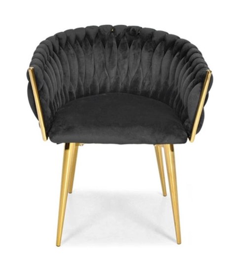 Krzesło Welurowe GLAMOUR - Złote Nogi Nowoczesny Czarny