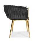 Krzesło Welurowe GLAMOUR - Złote Nogi Nowoczesny Czarny
