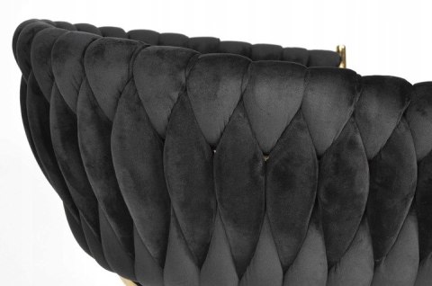Krzesło Welurowe GLAMOUR - Złote Nogi Nowoczesny Czarny