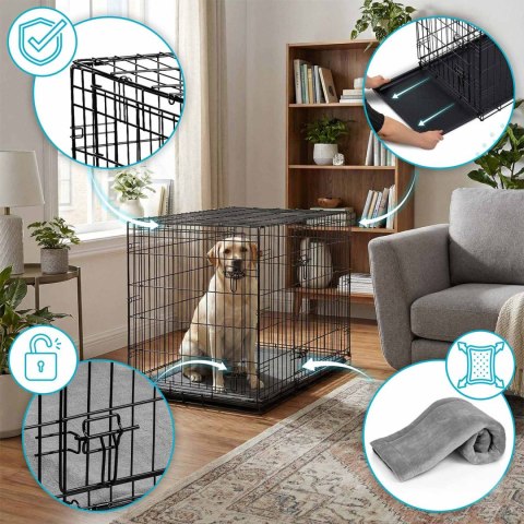 Metalowa klatka kennelowa kojec dla psa + legowisko 107 x 71 x 77 cm PH-202