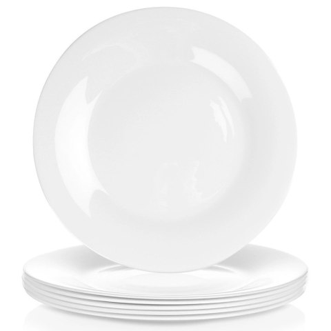 Talerze Obiadowe Płytkie Szkło Białe 6 szt. VILDE 25,5 cm Opalowe