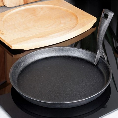 Żeliwna Patelnia do Smażenia Grillowania z Deską do Serwowania VILDE 22 cm