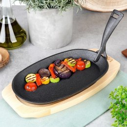 Żeliwna Patelnia do Smażenia Pieczenia z Deską do Serwowania VILDE 24x14 cm