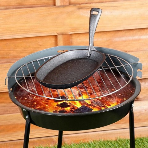 Żeliwna Patelnia do Smażenia Pieczenia z Deską do Serwowania VILDE 24x14 cm