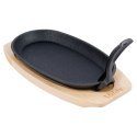 Żeliwna Patelnia do Smażenia Pieczenia z Deską do Serwowania VILDE 24x14 cm