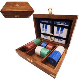 Elegancki Zestaw do Pokera w Pudełku Drewnianym - 100 żetonów - DNU-102