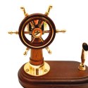 Elegancki Zestaw na Biurko Koło Sterowe i Kompas z Uchwytem na Długopis - Drewno Mosiądz - TT017