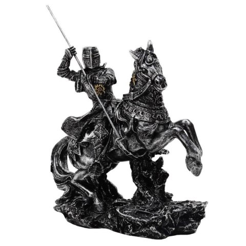 Figurka Średniowieczny Rycerz na Koniu z Włócznią - dekoracja polyresin - MC-23157