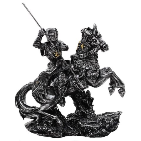 Figurka Średniowieczny Rycerz na Koniu z Włócznią - dekoracja polyresin - MC-23157