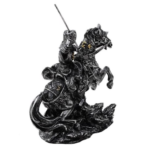 Figurka Średniowieczny Rycerz na Koniu z Włócznią - dekoracja polyresin - MC-23157