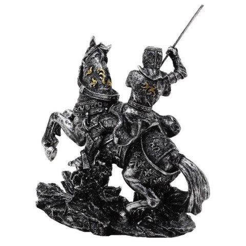 Figurka Średniowieczny Rycerz na Koniu z Włócznią - dekoracja polyresin - MC-23157
