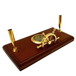 Marynistyczny Zestaw Biurkowy - Koło Sterowe, Kompas, Uchwyty na Długopisy - TT019