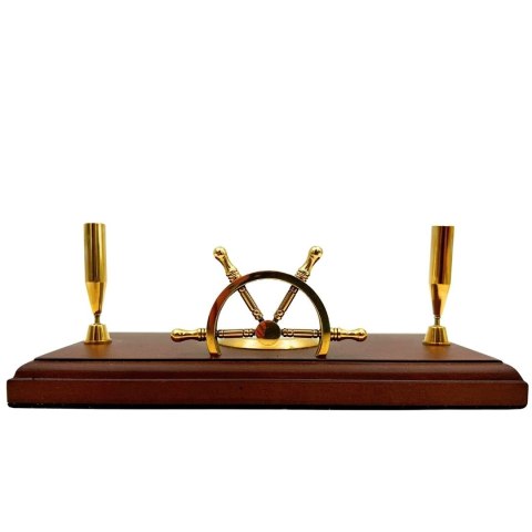 Marynistyczny Zestaw Biurkowy - Koło Sterowe, Kompas, Uchwyty na Długopisy - TT019