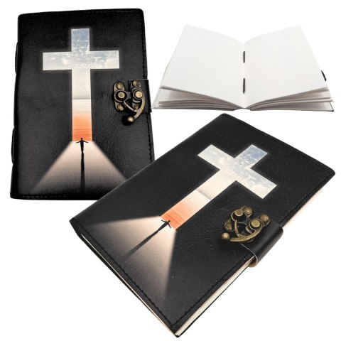 Notes Skórzany Krzyż Religijny Modlitewnik - 200 stron - AH15