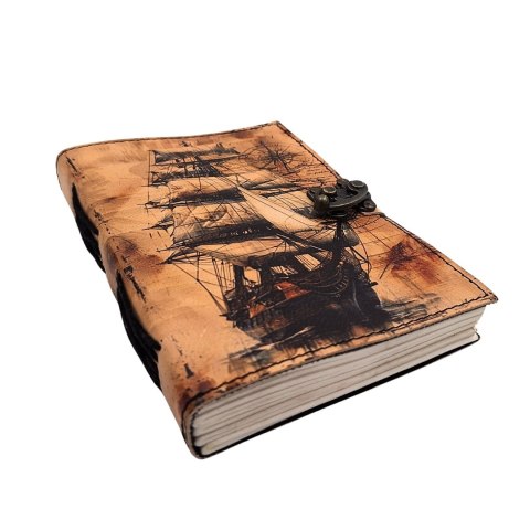 Notes Skórzany Marynistyczny Żaglowiec Retro - Prezent dla Żeglarza - AH11
