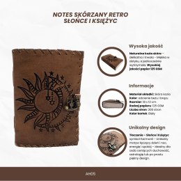 Notes Skórzany Retro 200 stron Słońce i Księżyc 200 stron - AH05
