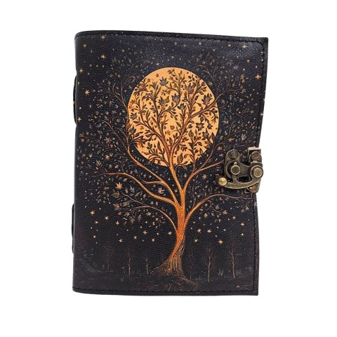 Notes Skórzany Vintage Retro Drzewo i Księżyc 200 stron - AH08