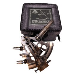 Sekstans Mosiężny w Skórzanym Pudełku - ST003