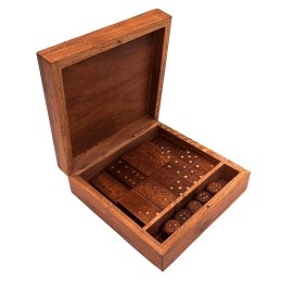 Zestaw Gier - Domino i Kości do Gry w Drewnianym Pudełku - DO-002